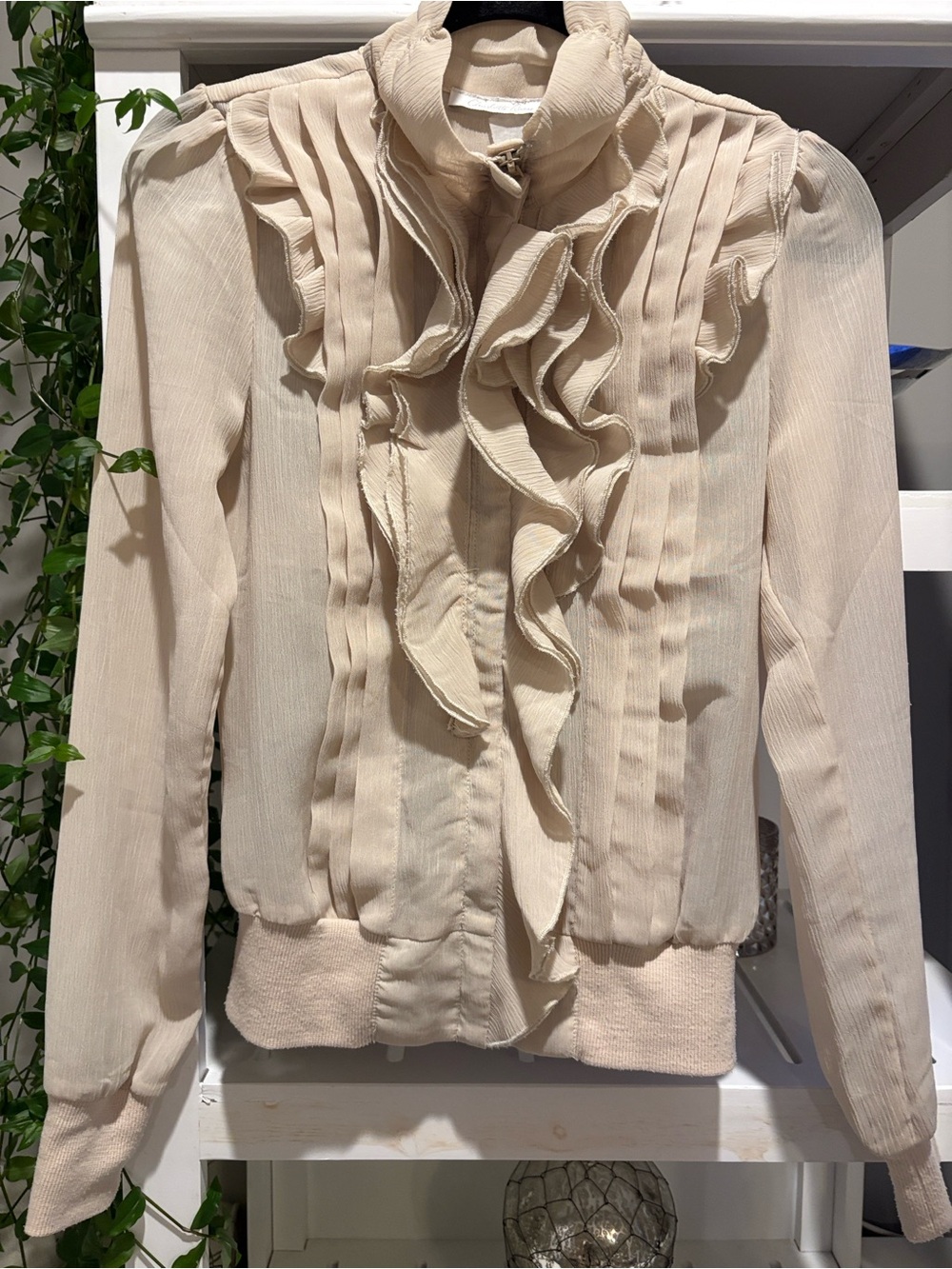 Charlotte Russe Cream Ruffled Pintuck Jacket -Blouse layered look❣️